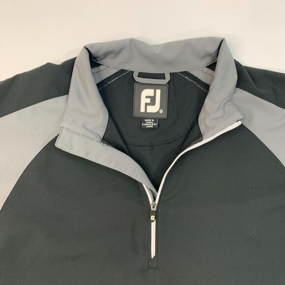 FootJoy Golf Jacket Mens S Small Black Short Sleeve Pullover Quarter Cover Up - Picture 5 of 13